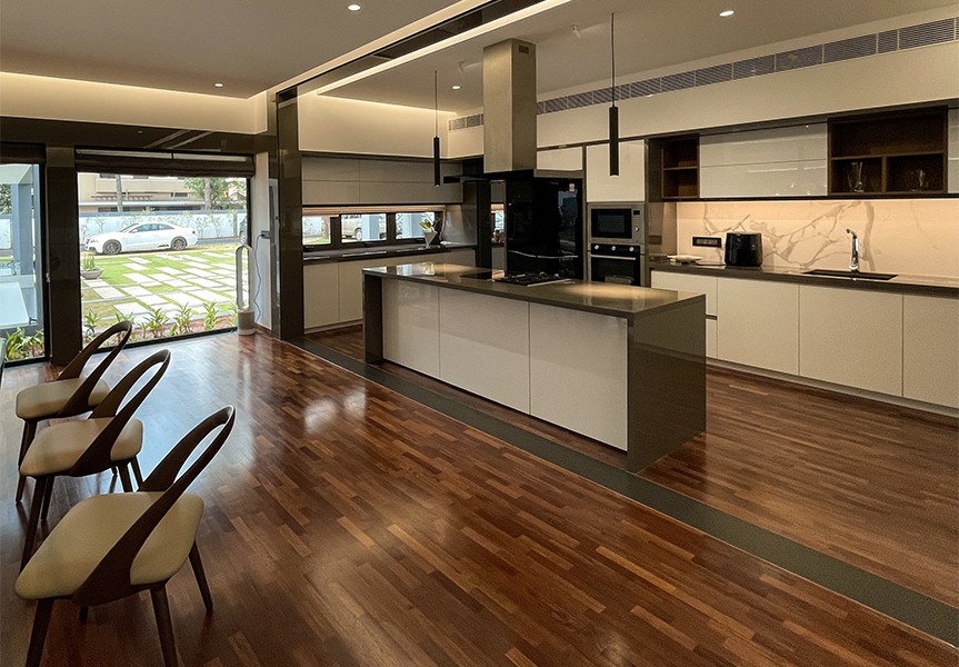 Contemporary House with Merbau Block Flooring