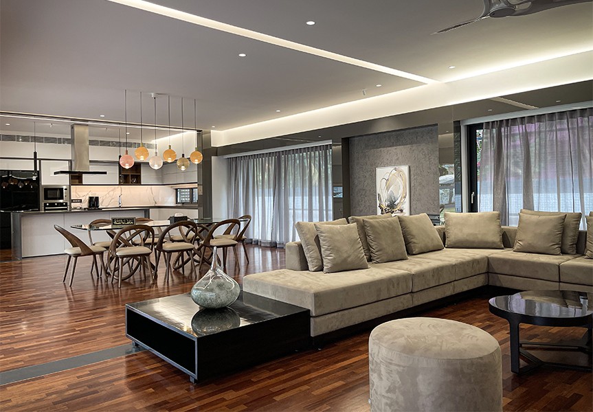 Contemporary House with Merbau Block Flooring